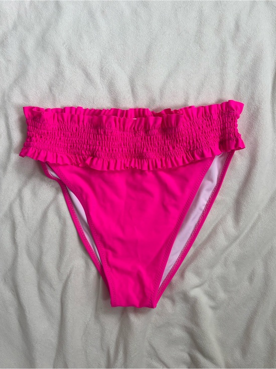 Beachsissi Other - Women's Ruffle High-Cut Bikini Bottom in Neon Pink